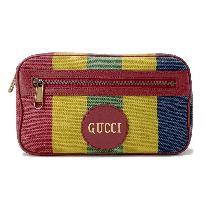 GUCCI Baiadera Striped Waist Bag Multicolor 625895 Canvas Leather