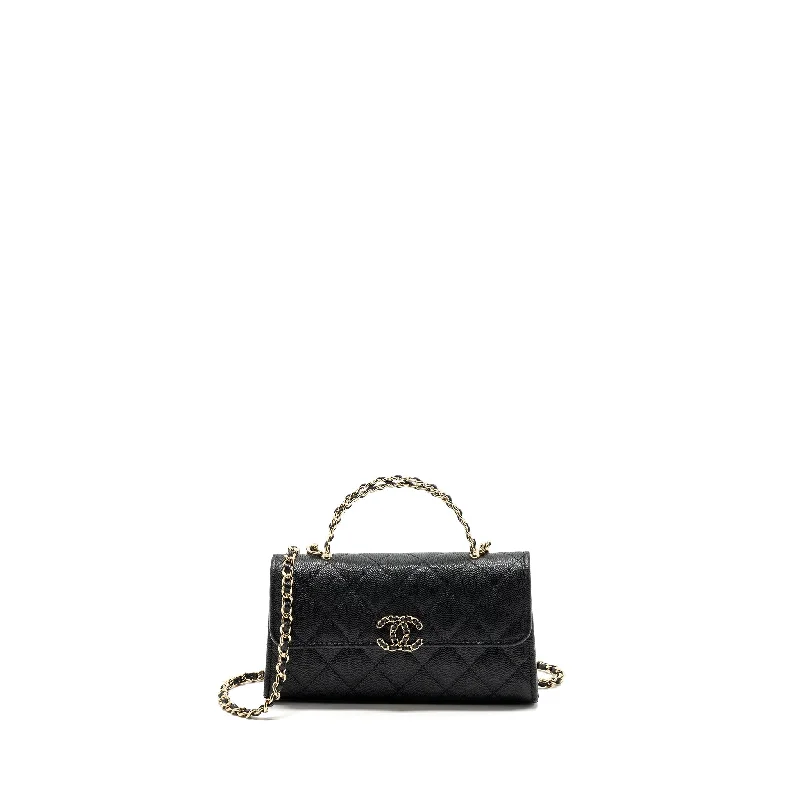 Chanel 23P Top Handle Mini Flap Bag Caviar Black LGHW (Microchip)