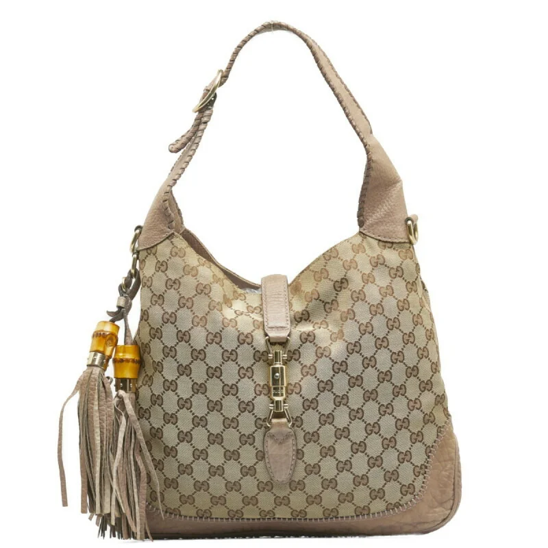 GUCCI New Jackie Bamboo Handbag Shoulder Bag 246907 Beige Leather Ladies