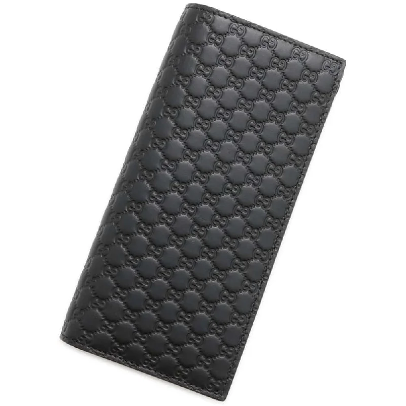 GUCCI MicroGuccissima Bifold Wallet Long Wealth Cloth Black 544479 Leather