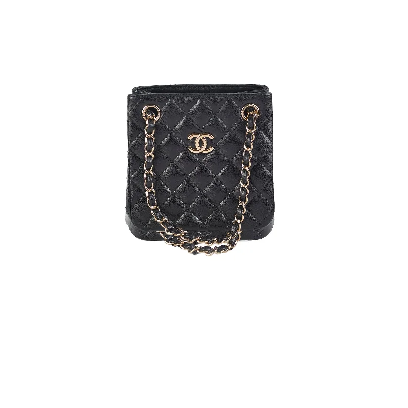 Chanel 22S Mini Bucket Bag Caviar Black Microchip 2023