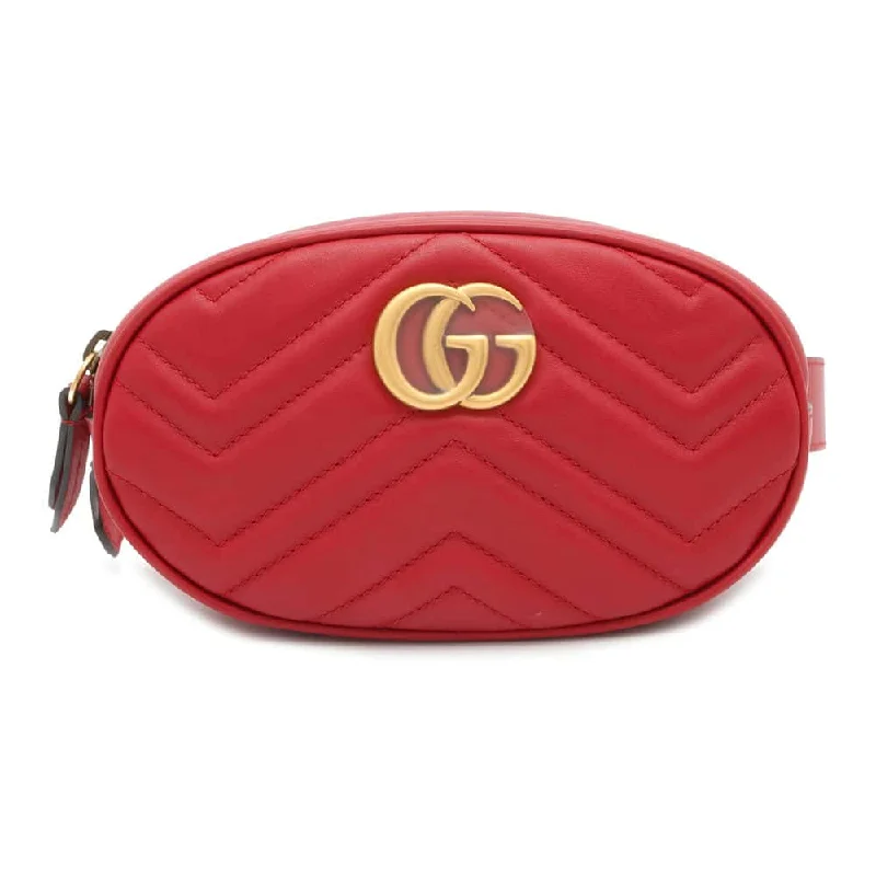 GUCCI GG Marmont Crossbody Bag Red 476434 Leather