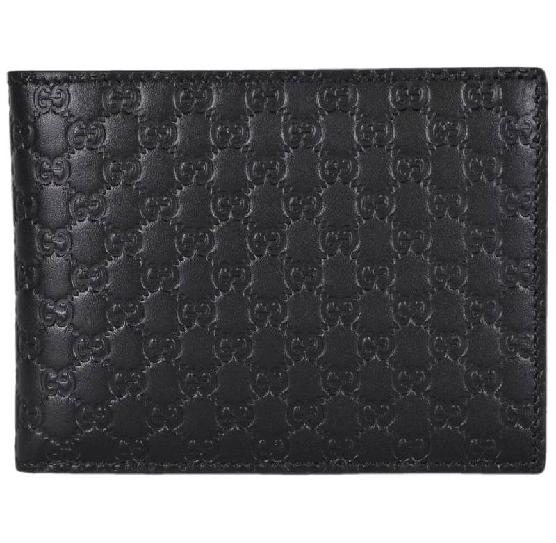 Gucci Men's Microguccissima Black Leather Trifold Wallet