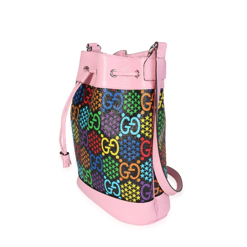 Gucci Multicolor Coated Canvas & Pink Leather Psychedelic Bucket Bag