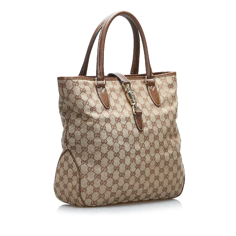 Gucci GG Canvas Jackie Piston Lock Tote (SHG-Bi3rMM)