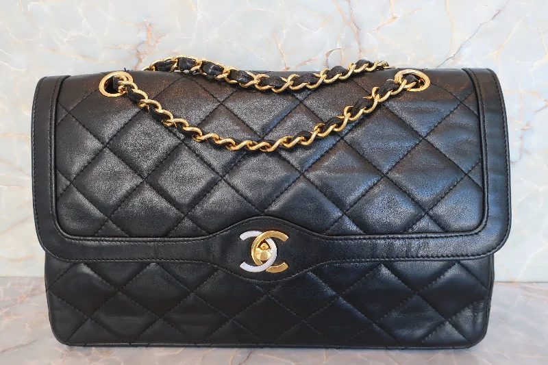 CHANEL/シャネル パリ限定マトラッセダブルフラップチェーンショルダーバッグ ラムスキン ブラック/ゴールド金具 ショルダーバッグ 600090170