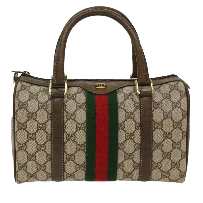 GUCCI GG Canvas Web Sherry Line Boston Bag Beige Red 3902006  bs7253