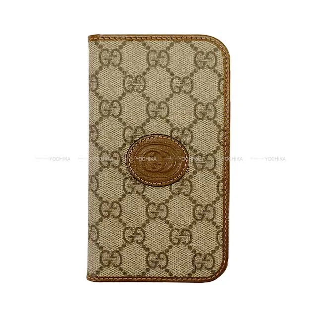 GUCCI iPhone case Notebook Covers 15pro 760185 92tcg8563 Beige & Ebony GG Supreme