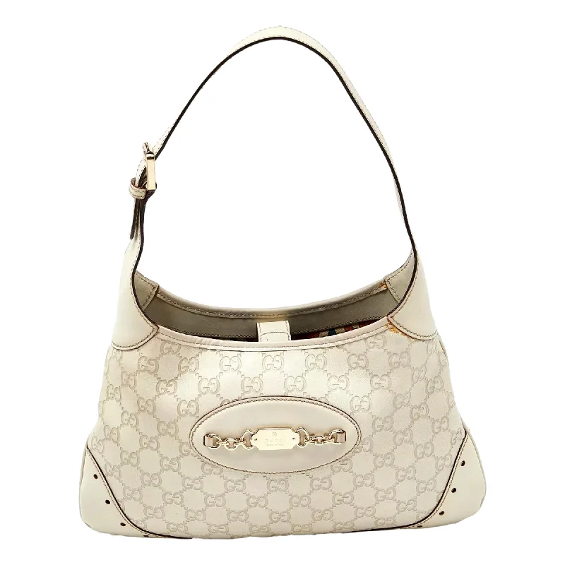 Gucci White Guccissima Leather Punch Hobo