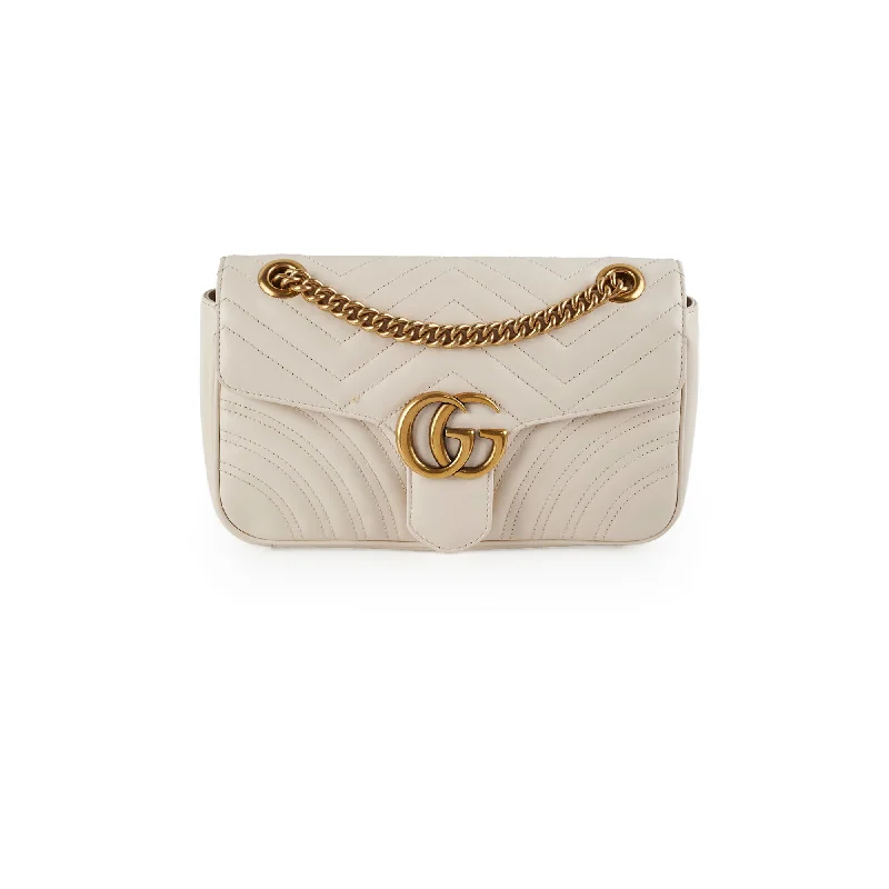 Gucci Marmont Small Matelasse White Shoulder Bag