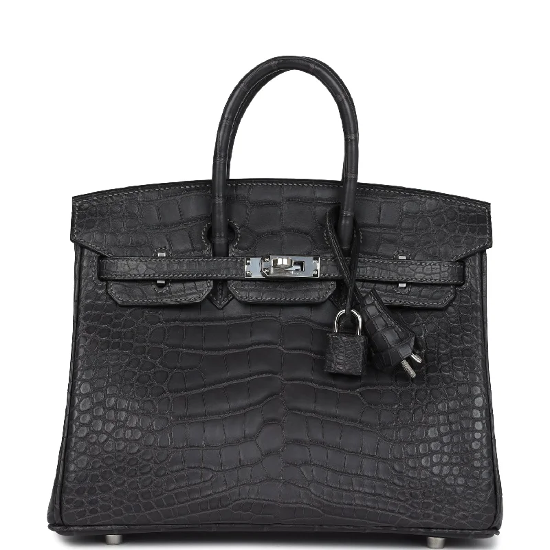 Hermes Birkin 25 Graphite Matte Alligator Palladium Hardware