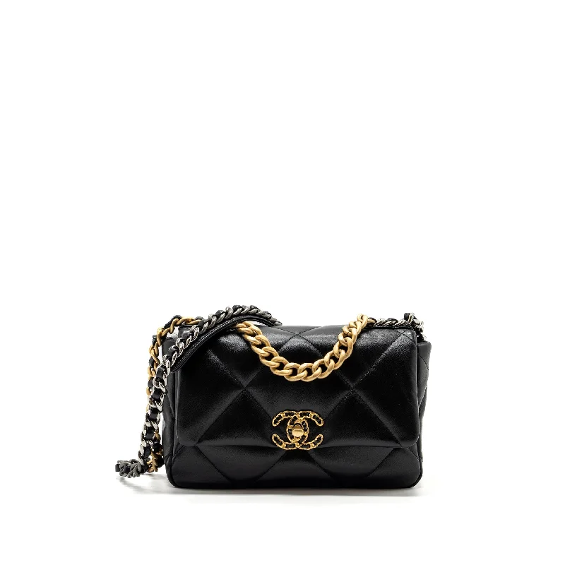 Chanel small 19 bag lambskin black multicolour hardware  (microchip)