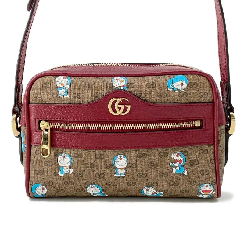 GUCCI GG Supreme Shoulder Bag Doraemon Collaboration Beige/Red 647784 GG SupremeCanvas Leather