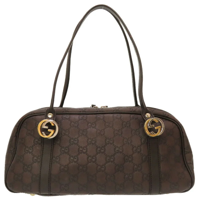 GUCCIsima Leather Brown GG 232958 Boston Bag 0141