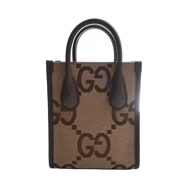 GUCCI Jumbo GG Canvas Leather Tote Bag Shoulder 699406 Beige/Brown Women's