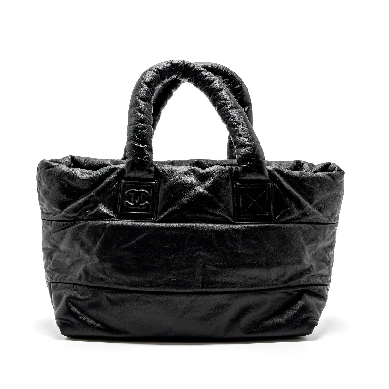 Chanel Puffy Down Down Tote Bag lambskin Black SHW