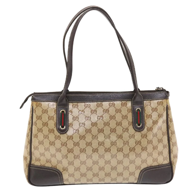 GUCCI GG Crystal Canvas Web Sherry Line Shoulder Bag Beige 293599  hk775