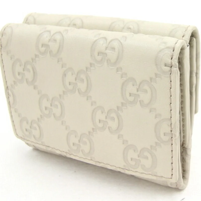 GUCCI Trifold Wallet sima 261502 Ivory Leather Women's