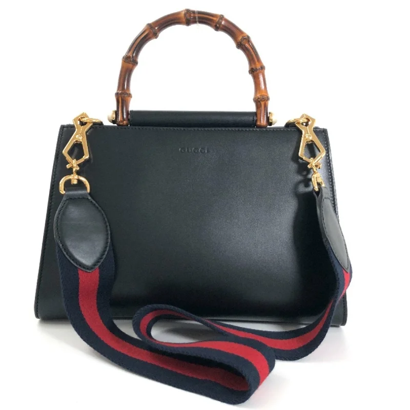 GUCCI Shoulder Bag Bamboo Nim Fair Hand 459076 Leather Black Ladies