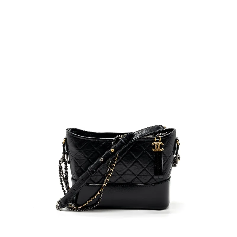 Chanel new medium Gabrielle hobo bag calfskin black multicolour hardware (microchip)