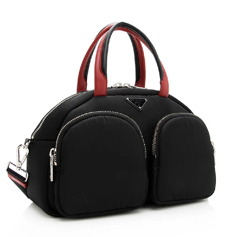 Prada Tessuto Triangle Double Pocket Bowling Bag 19426