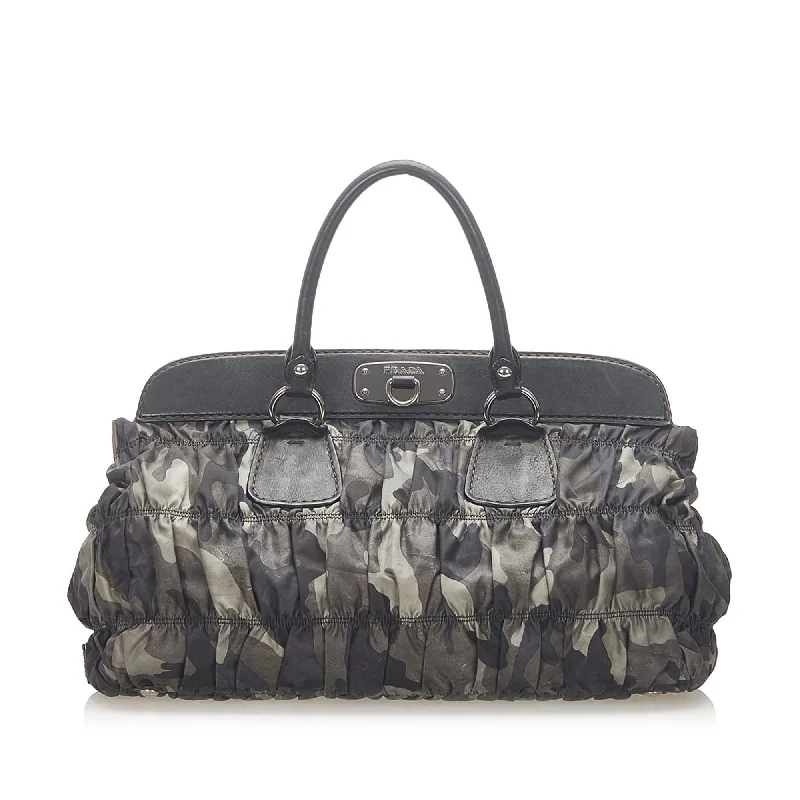 Prada Tessuto Gaufre Camouflage Tote Bag (SHG-18627)