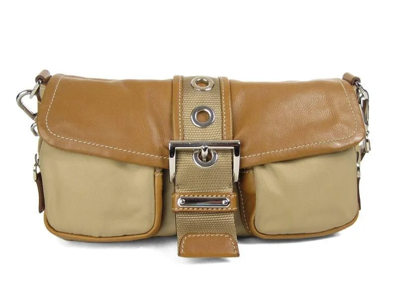 Prada Small Tan Nylon and Leather Bag