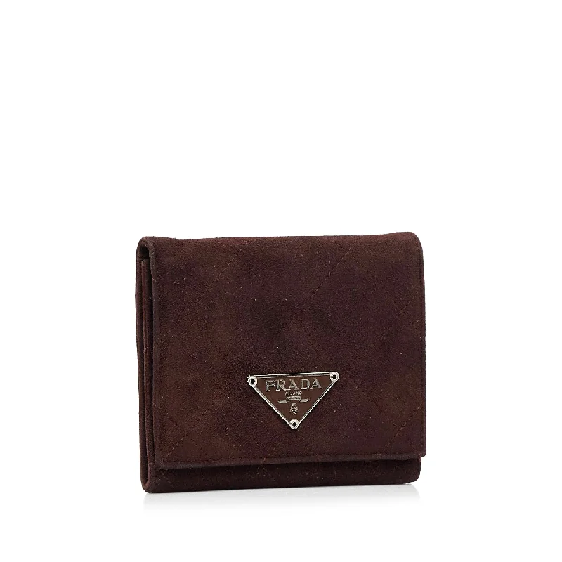 Prada Suede Trifold Wallet Small Wallets