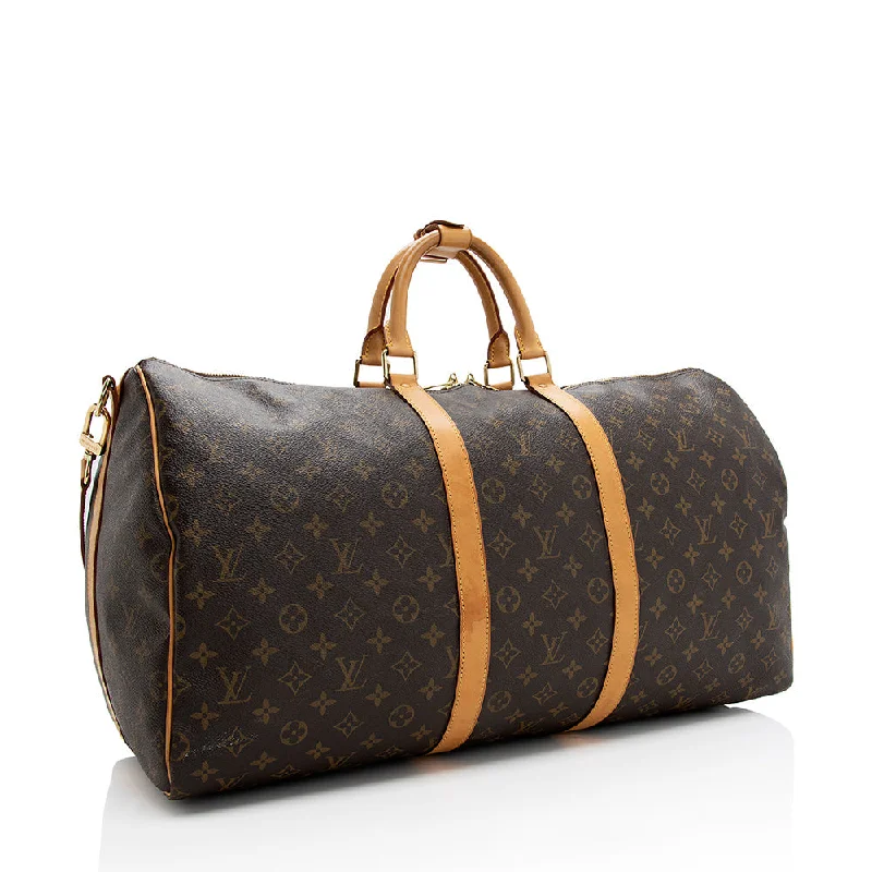 Louis Vuitton Monogram Canvas Keepall Bandouliere 55 Dufflel Bag (19503)