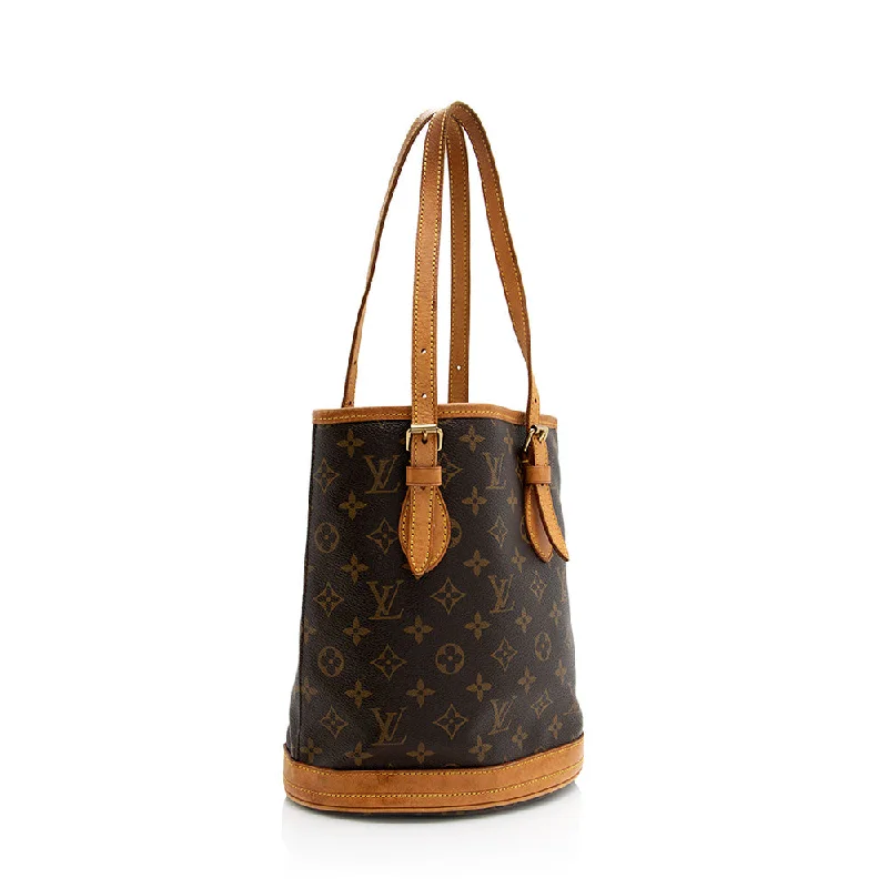 Louis Vuitton Monogram Canvas Petit Bucket Tote (21305)