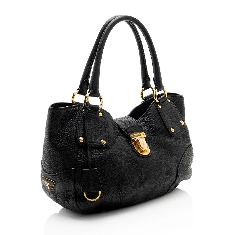 Prada Vitello Daino Leather Pushlock Tote hBazVI