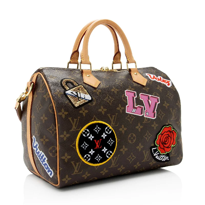 Louis Vuitton Monogram Canvas Patches Speedy Bandouliere 30 Satchel (Vfe38r)