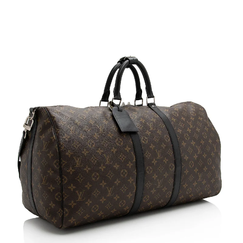 Louis Vuitton Monogram Canvas Macassar Keepall Bandouliere 55 Duffle Bag (22191)